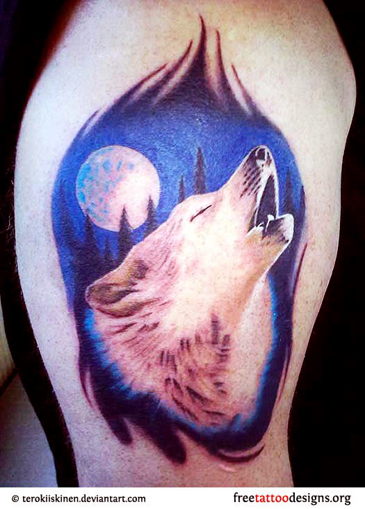 Howling Wolf Tattoo Idea