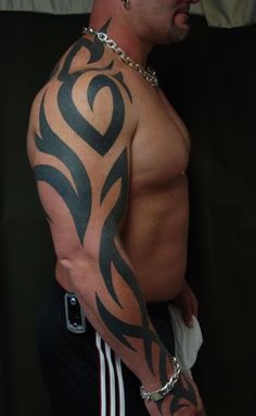 Man Right Sleeve Tribal Tattoo