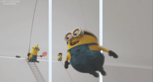 Minions Hitting With Table Tennis Bat Funny 3D Gif