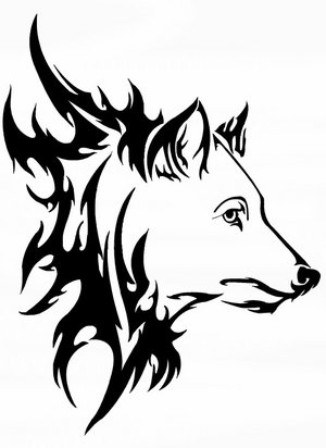 Nice Outline Black Tribal Wolf Head Tattoo Design