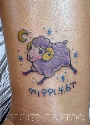 Purple Sheep Tattoo Design For Wrist