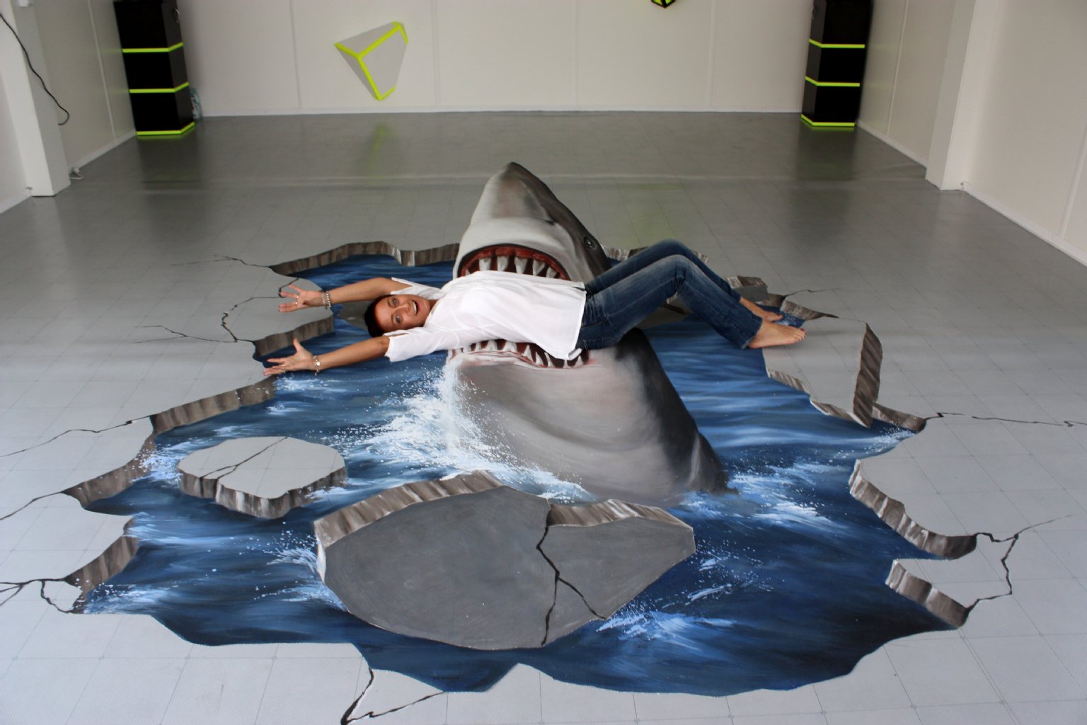 Shark Eating Man Funny 3D Art Image