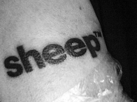 Sheep Lettering Tattoo Design