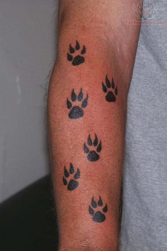 Silhouette Leopard Paw Prints Tattoo On Forearm