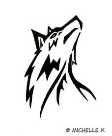 Simple Black Tribal Wolf Head Tattoo Design