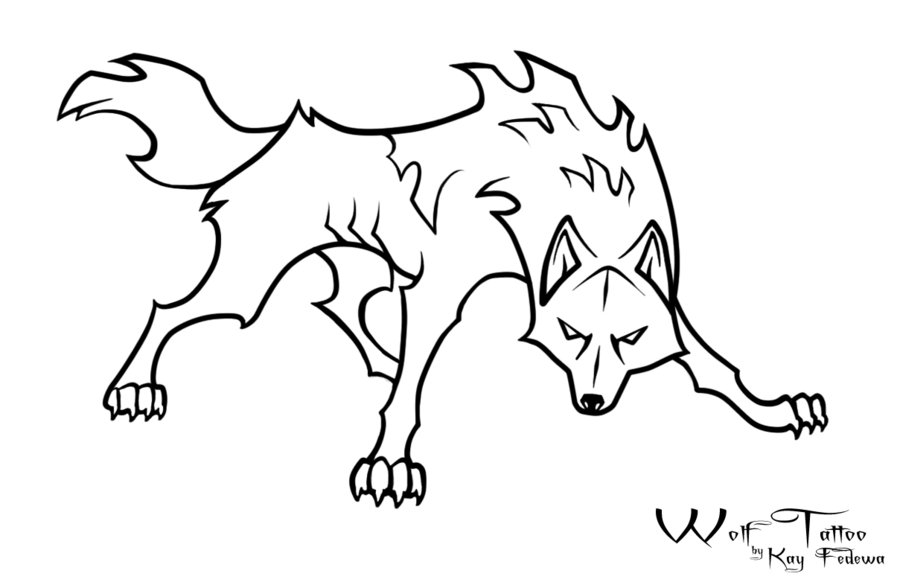 Simple Outline Wolf Tattoo Design
