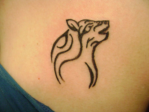 Simple Tribal Wolf Head Tattoo Design Idea