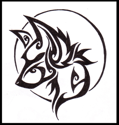 Simple Tribal Wolf Head Tattoo Design Sample
