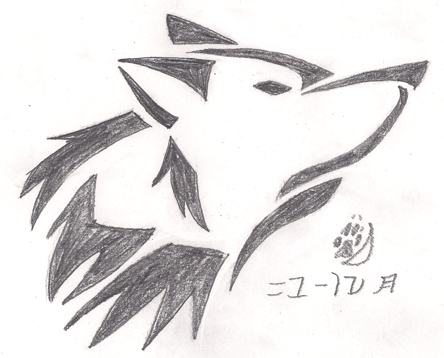 Simple Tribal Wolf Head Tattoo Drawing