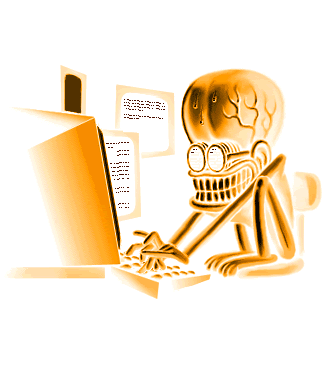 Skeleton Operating Computer Funny 3D Gif Image