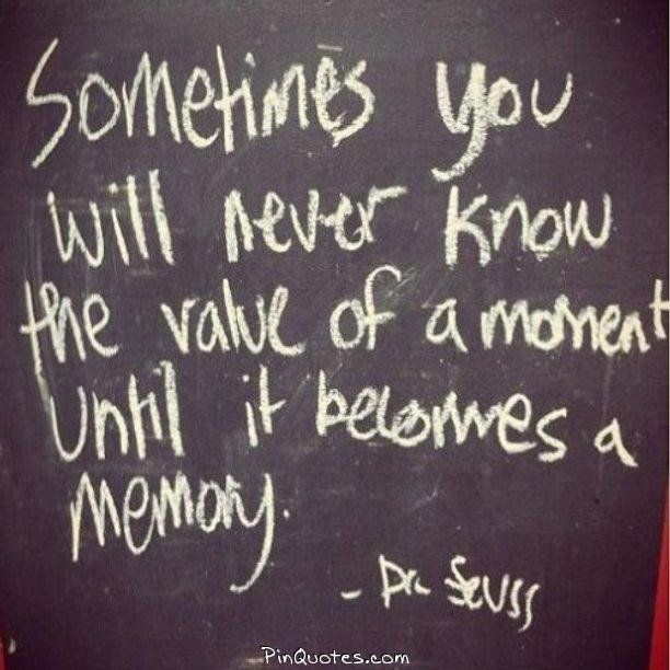 Sometimes you will never know the value of a moment until it becomes a memory.  (12)