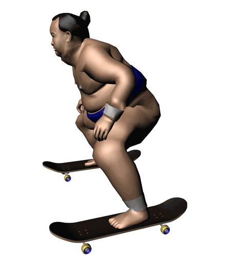 Sumo Wrestler On Skating Funny 3D Gif