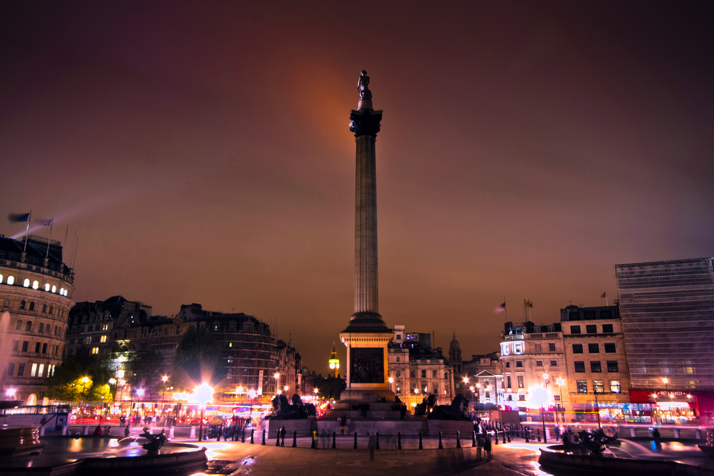 Trafalgar Square London at night