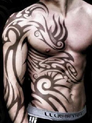 Tribal Tattoo On Body And Full Sleeve