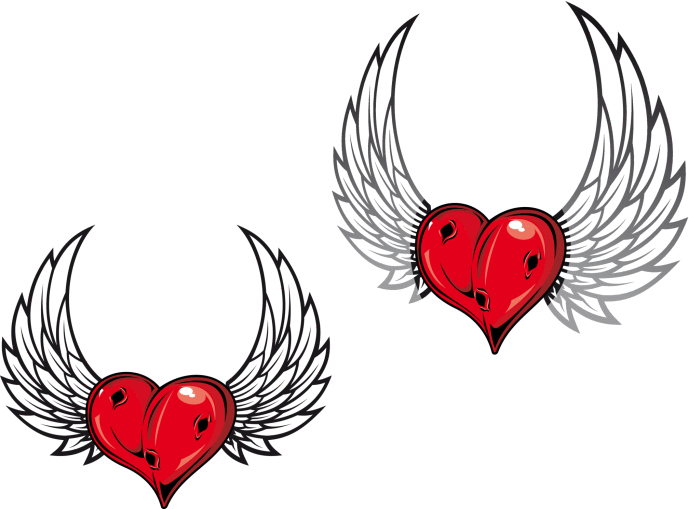 Damaged heart with wings