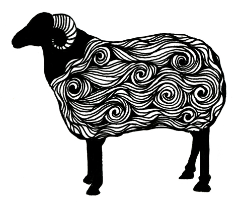 Unique Black Sheep Tattoo Stencil