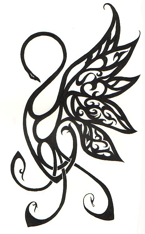 Unique Black Swan Tattoo Stencil By Sara M