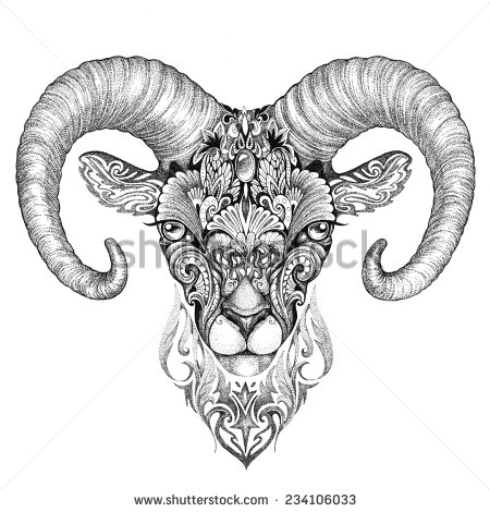 Unique Sheep Head Tattoo Design