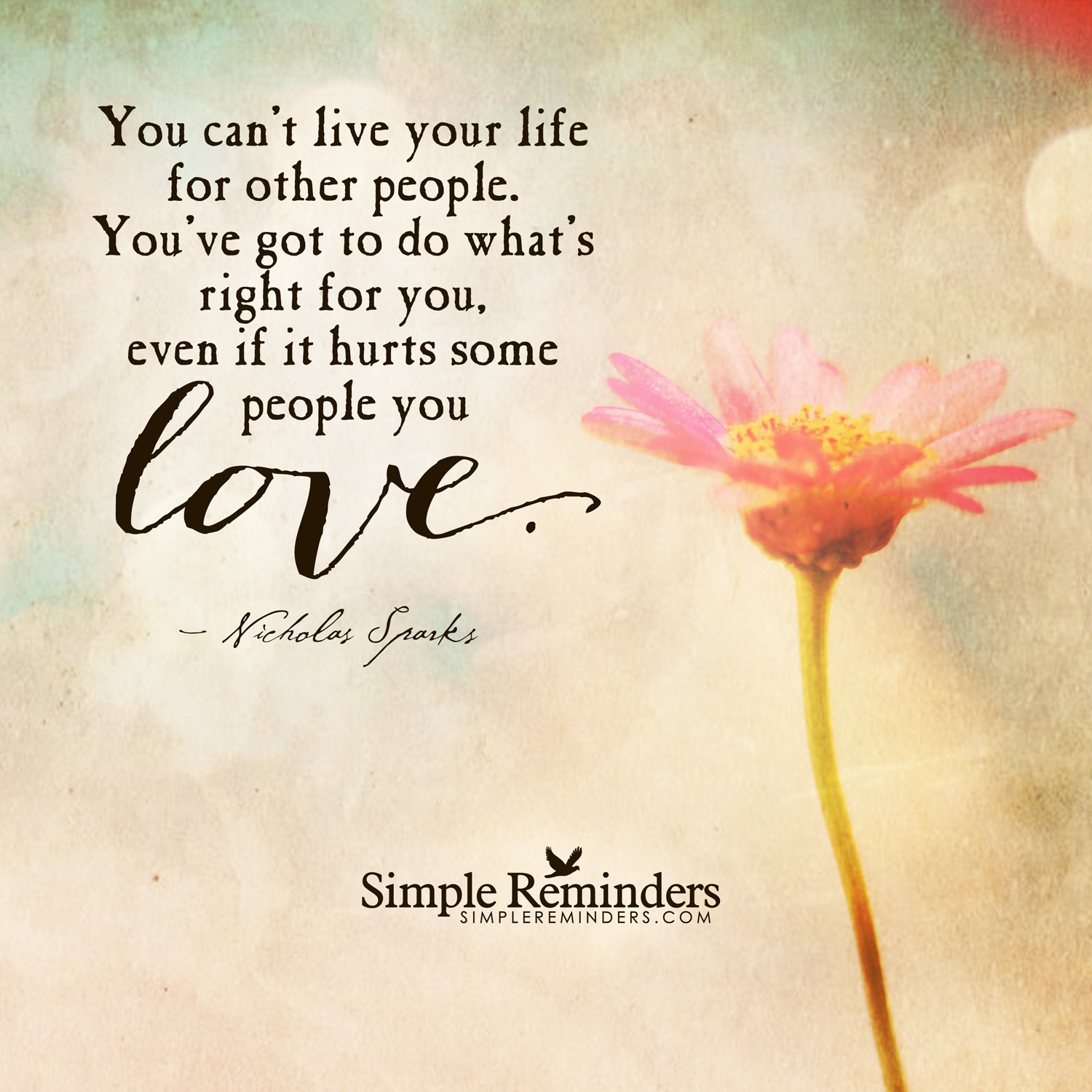 You can't live your life for other people. You've got to do what's right for you, even if it hurts some people you love.  4
