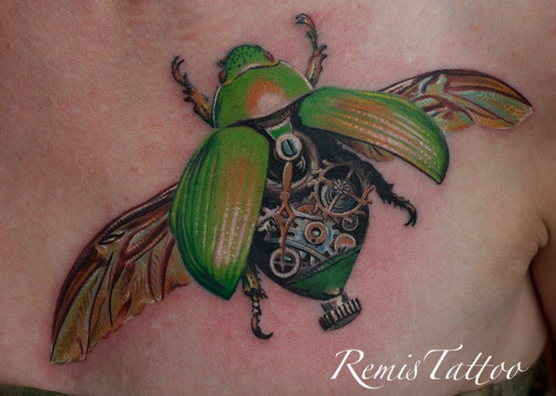 3D Biomechanical Beetle Tattoo Design By Remigijus Cizauskas