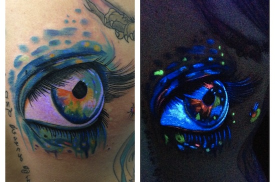 Amazing 3D Blacklight Eye Tattoo Design