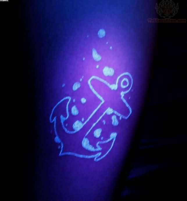 Amazing Blacklight Outline Anchor Tattoo Design