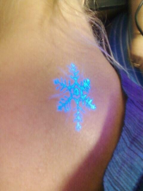 Amazing Blacklight Snowflake Tattoo Design