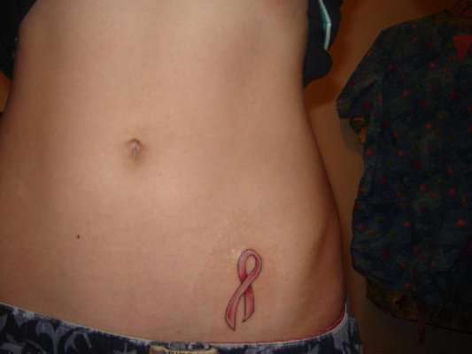 Amazing Breast Cancer Logo Tattoo On Waist