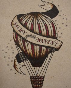 Amazing Hot Air Balloon With Banner Tattoo Design By Arttrocity
