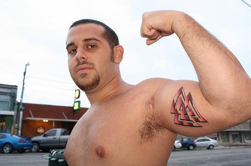 Amazing Three Triangle Tattoo On Man Left Bicep