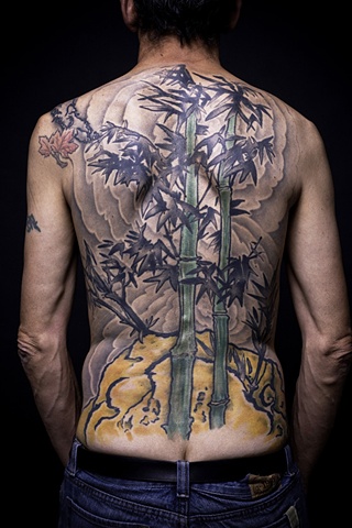 Amazing Two Bamboo Tree Tattoo On Man Full Back