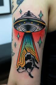 Ancient Alien Tattoo On Half Sleeve