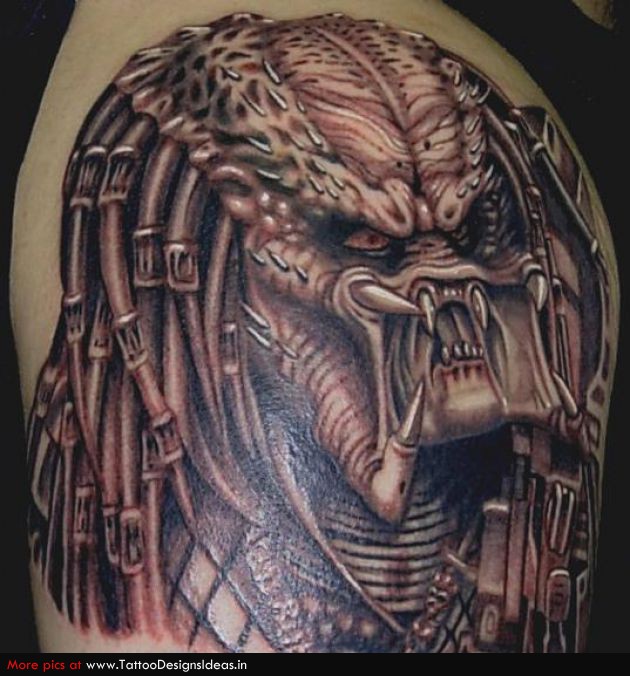 Ancient Alien Tattoo On Shoulder