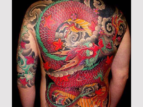 Awesome Asian Dragon Tattoo On Full Back