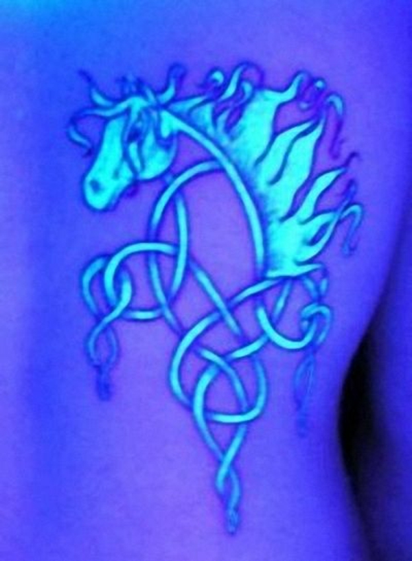 Awesome Blacklight Celtic Horse Tattoo Design