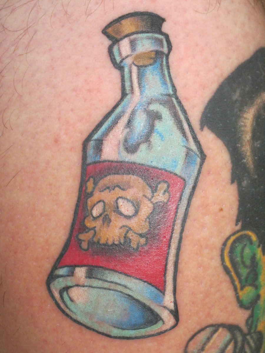 Awesome Pirate Bottle Tattoo Design By Chadgrimm