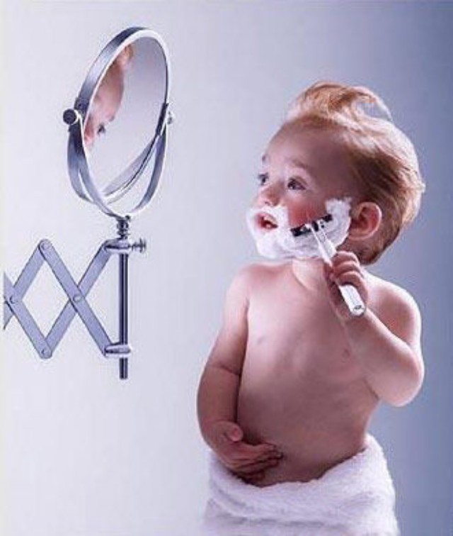 Baby With Shaving Face Funny Razor Picture