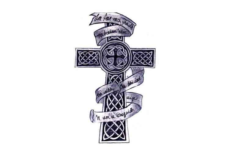 Banner and Celtic Cross Tattoo Design