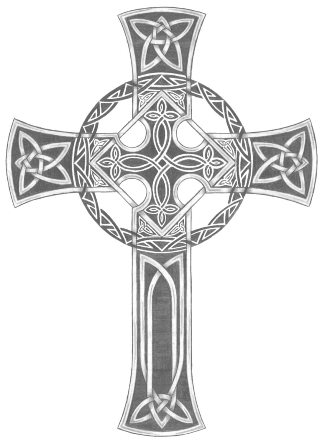 Black And Grey Celtic Cross Tattoo by Willsketch