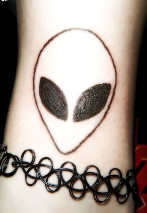 Black Eyes Simple Alien Tattoo On Arm