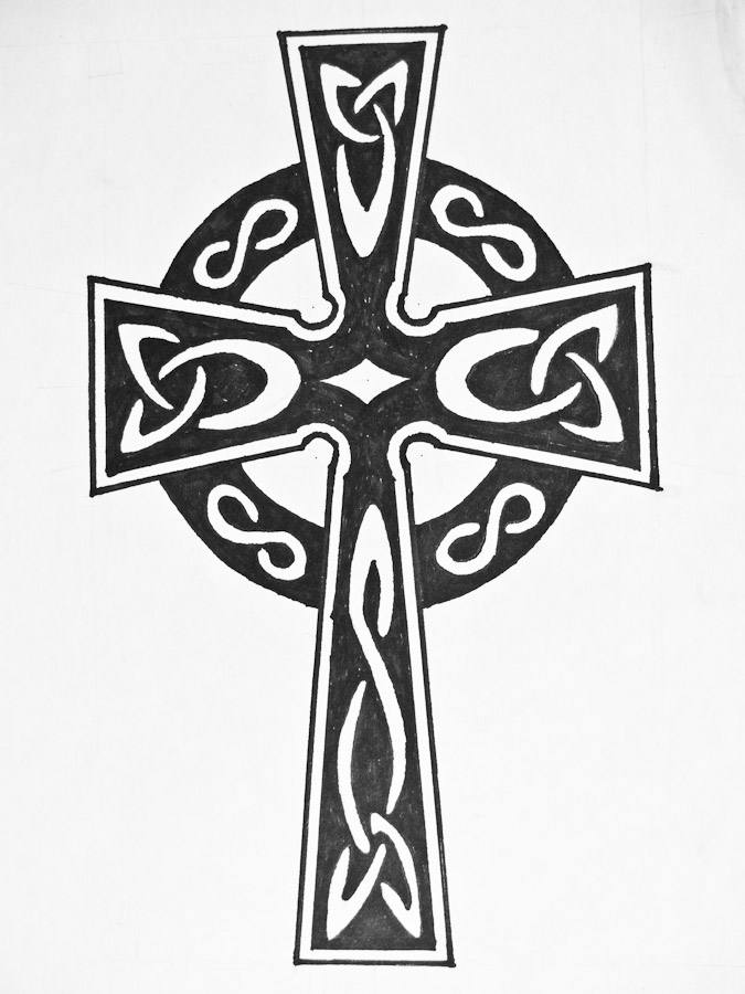 Black Ink Celtic Cross Tattoo Design