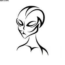 Black Tribal Alien Head Tattoo Design