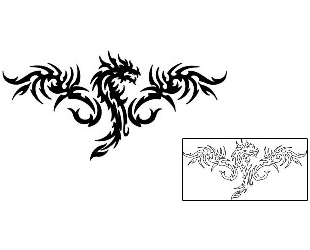 Black Tribal Asian Dragon Tattoo Stencil