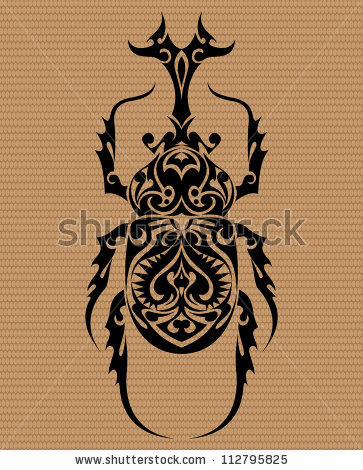 Black Tribal Beetle Tattoo Stencil