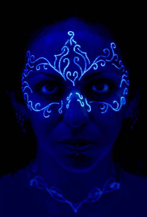 Blacklight Eye Mask Tattoo On Girl Face By Modified Skin