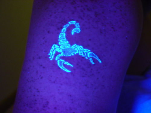 Blacklight Scorpion Tattoo Design For Arm