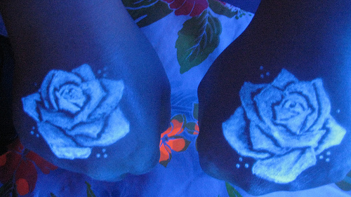 Blacklight Two Rose Tattoo On Both Hand