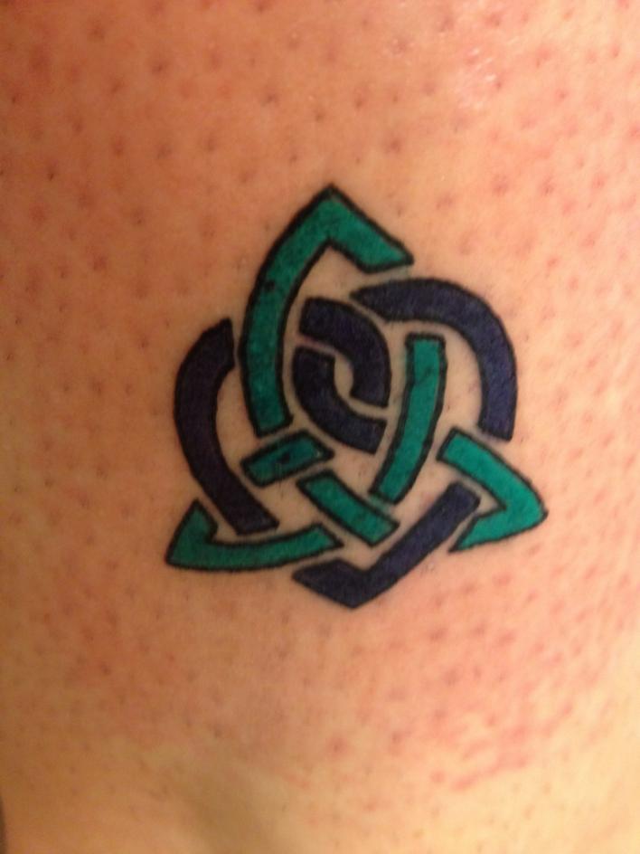 Blue And Green Celtic Knot Tattoo