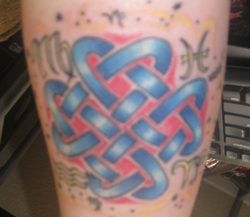 Blue Ink Celtic Love Knot Tattoo