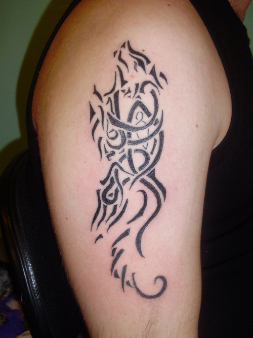 Celtic Wolf Tattoo On Right Half Sleeve
